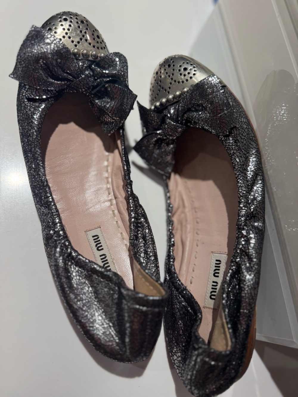 Miu Miu silver flats
